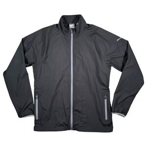 Puma Mens Full Zip Windbreaker Track Jacket Black Grey‎ Size Medium